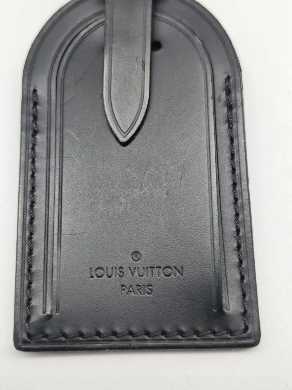 Authentic Louis Vuitton Black Luggage Tag Silver Hardware LV Box